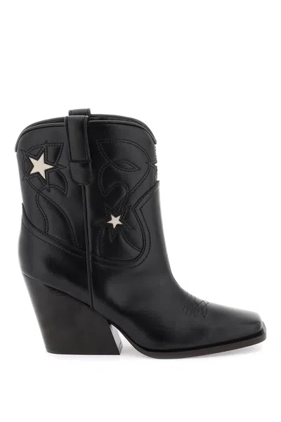 STELLA MCCARTNEY STELLA MCCARTNEY TEXAN ANKLE BOOTS WITH STAR EMBROIDERY WOMEN