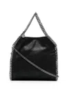 Stella Mccartney Textured Black Bag With Silver Chain Accents In Black