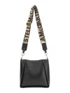 Stella Mccartney Textured Black Shoulder Bag In Black