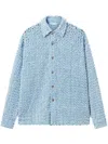 Stella Mccartney Oversized Denim Beaded Cloth Shirt In Blue