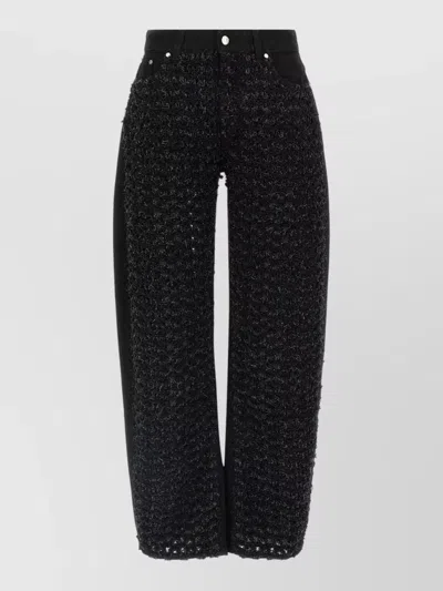 Stella Mccartney Textured Denim Trousers Belt Loops Five Pockets In Black