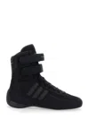 Stella Mccartney Rasant Black Sneakers With Strap Closure And Logo Detail On The Side In Tech Fabric Woman In Black