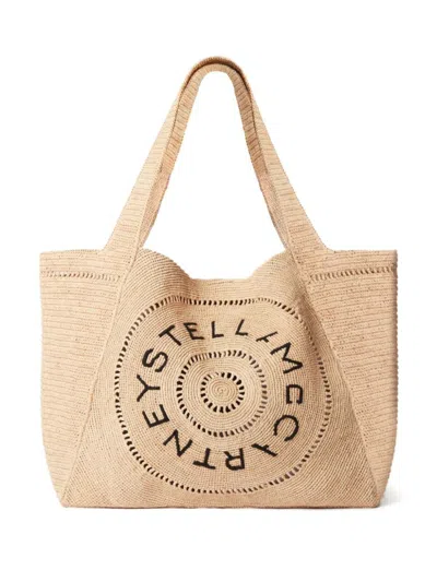 Stella Mccartney Medium Logo-embroidered Tote Bag In Beige