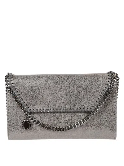 Stella Mccartney Textured Silver Clutch Bag In Gray