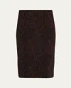 Stella Mccartney Textured Snakeskin Jacquard Wool Blend Midi Skirt In Brown