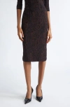 Stella Mccartney Textured Snakeskin Jacquard Wool Blend Midi Skirt In Brown