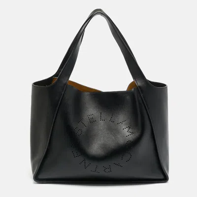 Pre-owned Stella Mccartney The Logo Large Black Faux Leather Tote