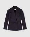 Stella Mccartney Tie-belt Cropped Peacoat Jacket In Blue