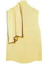 Stella Mccartney Tie Detail Draped Neckline Satin Dress In Yellow