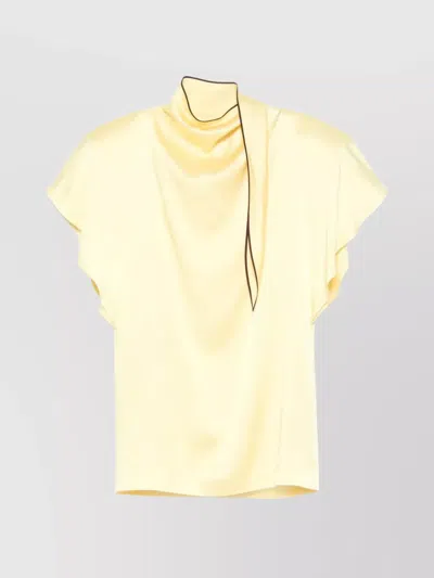 Stella Mccartney Tie Detail Draped Neckline Satin Dress In Yellow