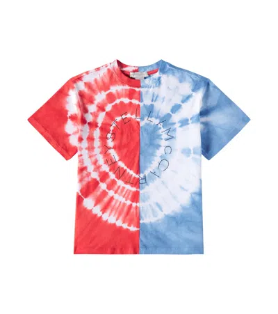 Stella Mccartney Kids' Tie-dye Colorblocked Cotton Jersey T-shirt In Multicoloured