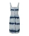 Stella Mccartney Tie-dye Bleach Denim Button-front Dress In White