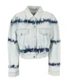 Stella Mccartney Indigo Stripe Tie-dye Cropped Denim Jacket In White