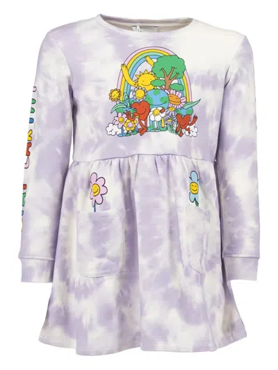 Stella Mccartney Kids' Tie-dye Graphic Dress In Purple