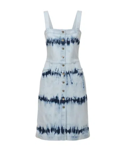 Stella Mccartney Tie-dyed Cotton Denim Dress In Blue
