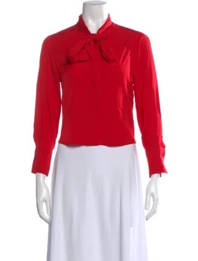 Pre-owned Stella Mccartney Tie Neck Long Sleeve Blouse In Red
