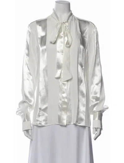 Pre-owned Stella Mccartney Tie Neck Long Sleeve Blouse In White