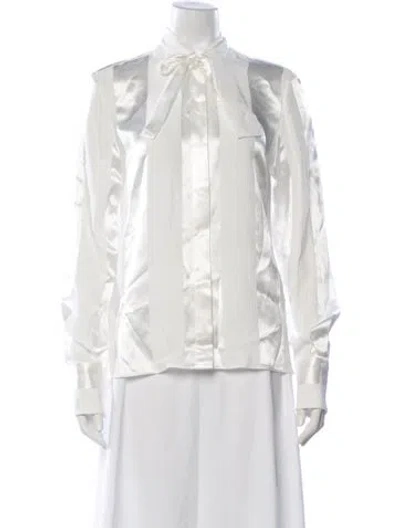 Pre-owned Stella Mccartney Tie Neck Long Sleeve Blouse In White