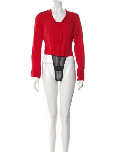 Pre-owned Stella Mccartney Tie Neck Long Sleeve Top In Red