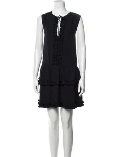 Pre-owned Stella Mccartney Tie Neck Mini Dress In Blue