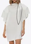 Stella Mccartney Tie Neck Mini Dress In White