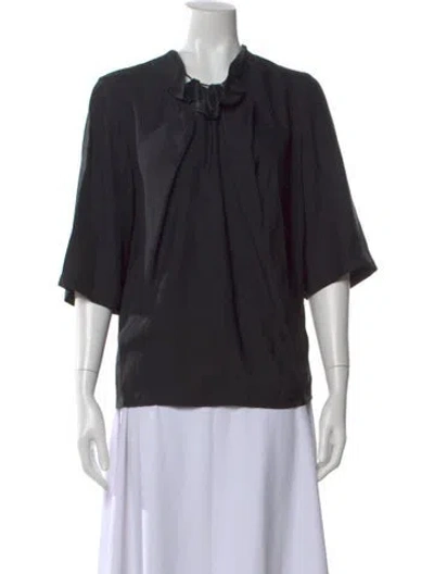 Pre-owned Stella Mccartney Tie Neck Short Sleeve Top In Blue