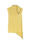 Stella Mccartney Tie Detail Draped Neckline Satin Dress In Camomille