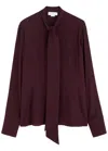 Stella Mccartney Tie Silk-chiffon Shirt In Burgundy