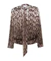 Stella Mccartney Satin Top With Snake Print And Knot In Brown