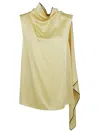 Stella Mccartney Draped Satin Top With Asymmetrical Silhouette In Camomille
