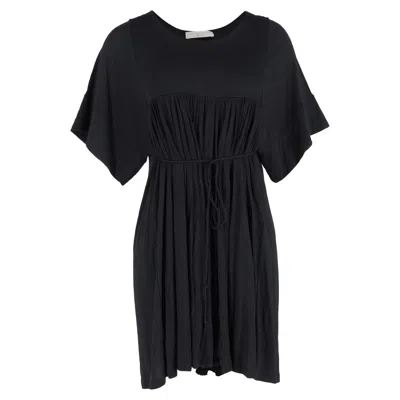 Stella Mccartney Tie Waist Mini Dress In Black Cotton