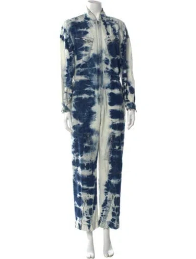 Pre-owned Stella Mccartney Tie-dye Print Mock Neck Jumpsuit In Blue