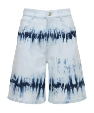 Stella Mccartney Tie-dyed Denim Shorts In Blue