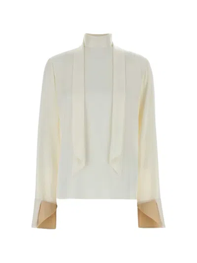 Stella Mccartney Tie-neck Satin Blouse In Neutral