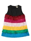 Stella Mccartney Tiered Fringed Minidress In Black