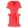 Stella Mccartney Tiered Ruffled Mini Dress In Red Satin In Red