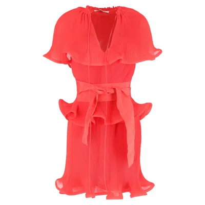 Stella Mccartney Tiered Ruffled Mini Dress In Red Satin