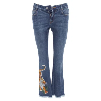 Stella Mccartney Tiger Embroidery Flare Jeans In Blue