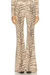Stella Mccartney Tiger Fluid Jersey Flare Trouser In Natural
