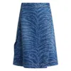 Stella Mccartney Tiger Pattern High-rise Denim Midi Skirt In Blue