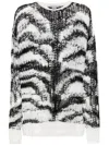 Stella Mccartney Tiger Pattern Open-knit Sweater In 黑色