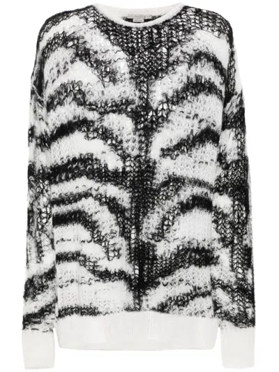 STELLA MCCARTNEY TIGER-PATTERN OPEN-KNIT JUMPER