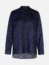 Stella Mccartney '' Tiger Print Blue And Black Silk Shirt In Blue