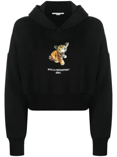 Stella Mccartney Tiger Graphic Hoodie Sweatshirt In Black