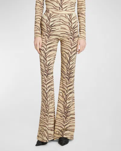 Stella Mccartney Tiger Print Flared Trousers In 9500 Natural