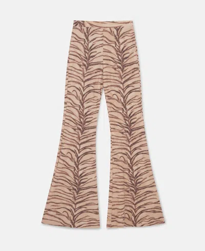 Stella Mccartney Tiger Print High-rise Flared Pants In Natural