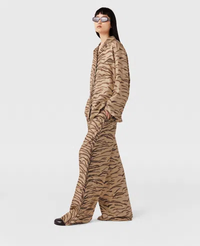 Stella Mccartney Tiger Print High-rise Wide-leg Pants In Natural Tiger Print