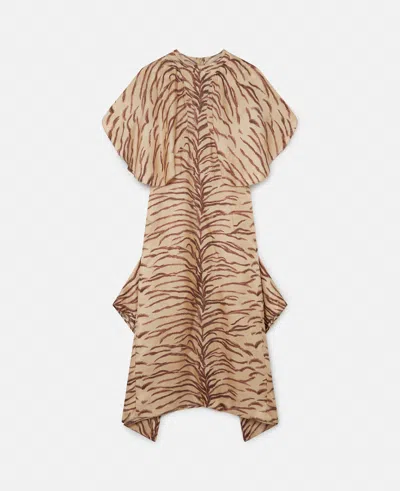 Stella Mccartney Tiger Print Puff Sleeve Maxi Dress In Natural Tiger Print