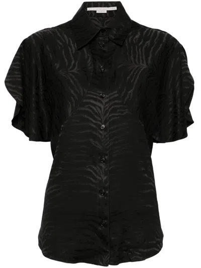 Stella Mccartney Tiger-print Short-sleeved Shirt In Black