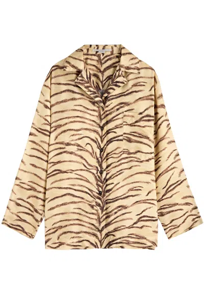 Stella Mccartney Tiger-print Silk-satin Shirt In Multicoloured 1